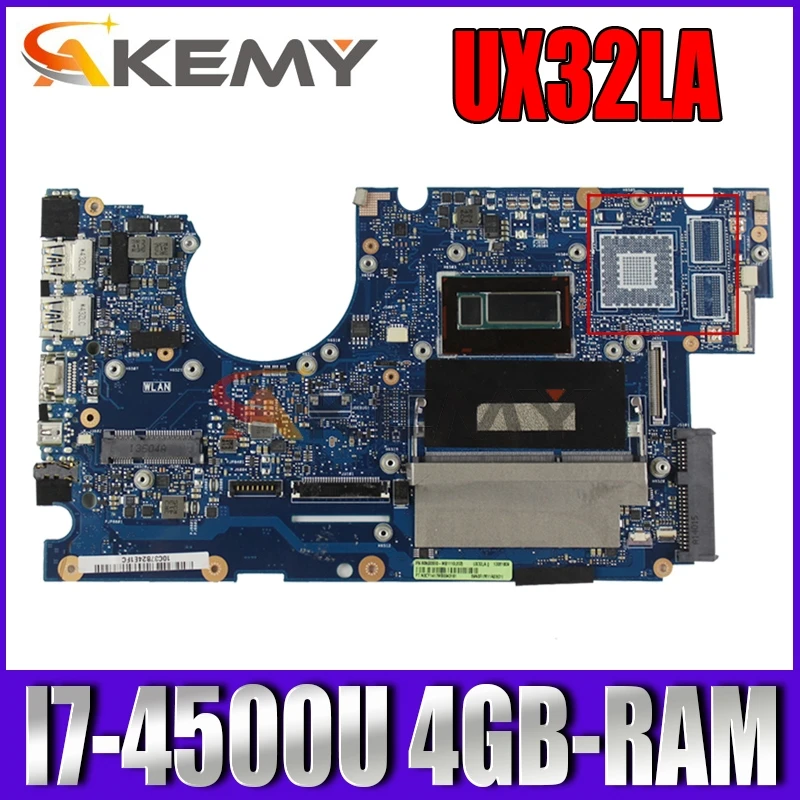 

Akemy UX32LA-LN Laptop motherboard for ASUS UX32LA UX32LN original mainboard 4GB-RAM I7-4500U