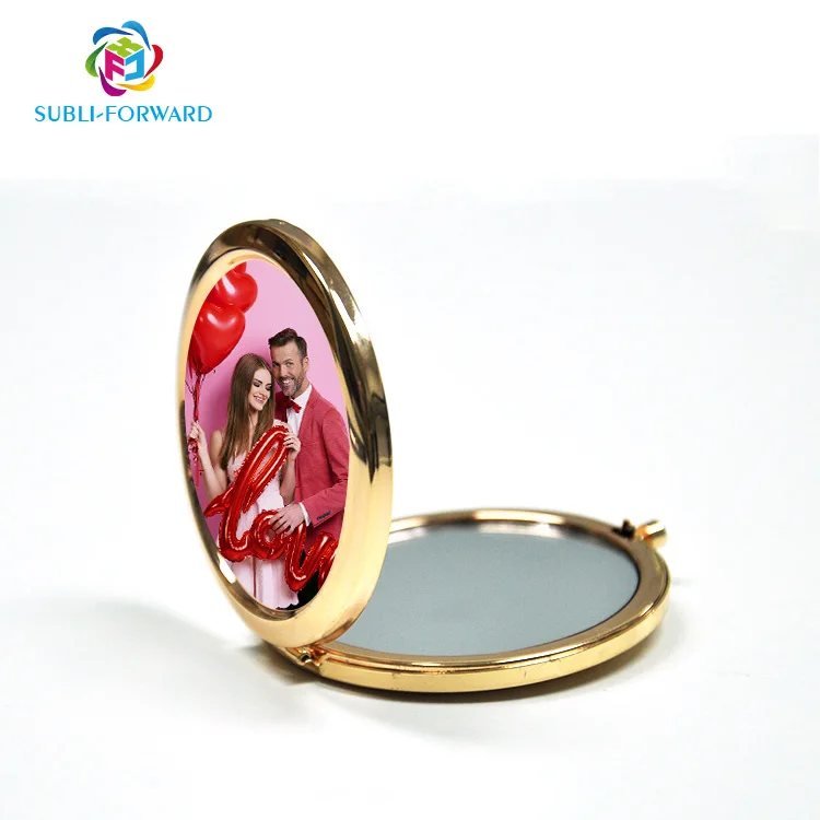 

Fashion Small Makeup Mirror Sublimation Round Shape Cosmetic Metal Mirror, Customized color