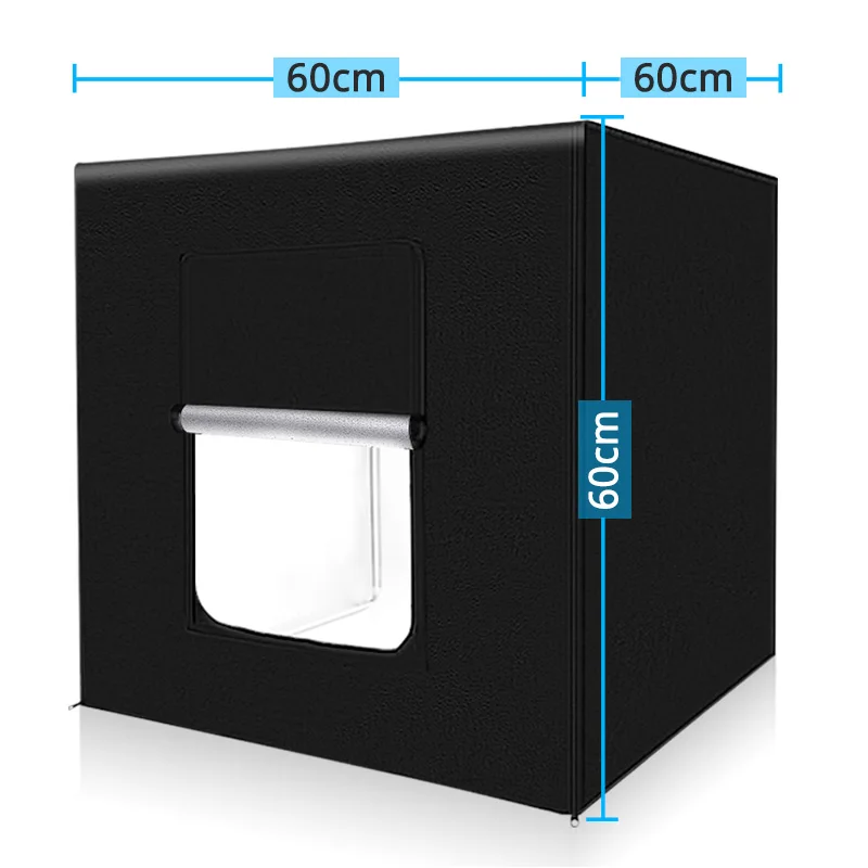 

60*60*60 CM Professional Photography Portable LED Photo Studio Light Softbox With Carrying Bag 24 inch Folding Light Box, Black