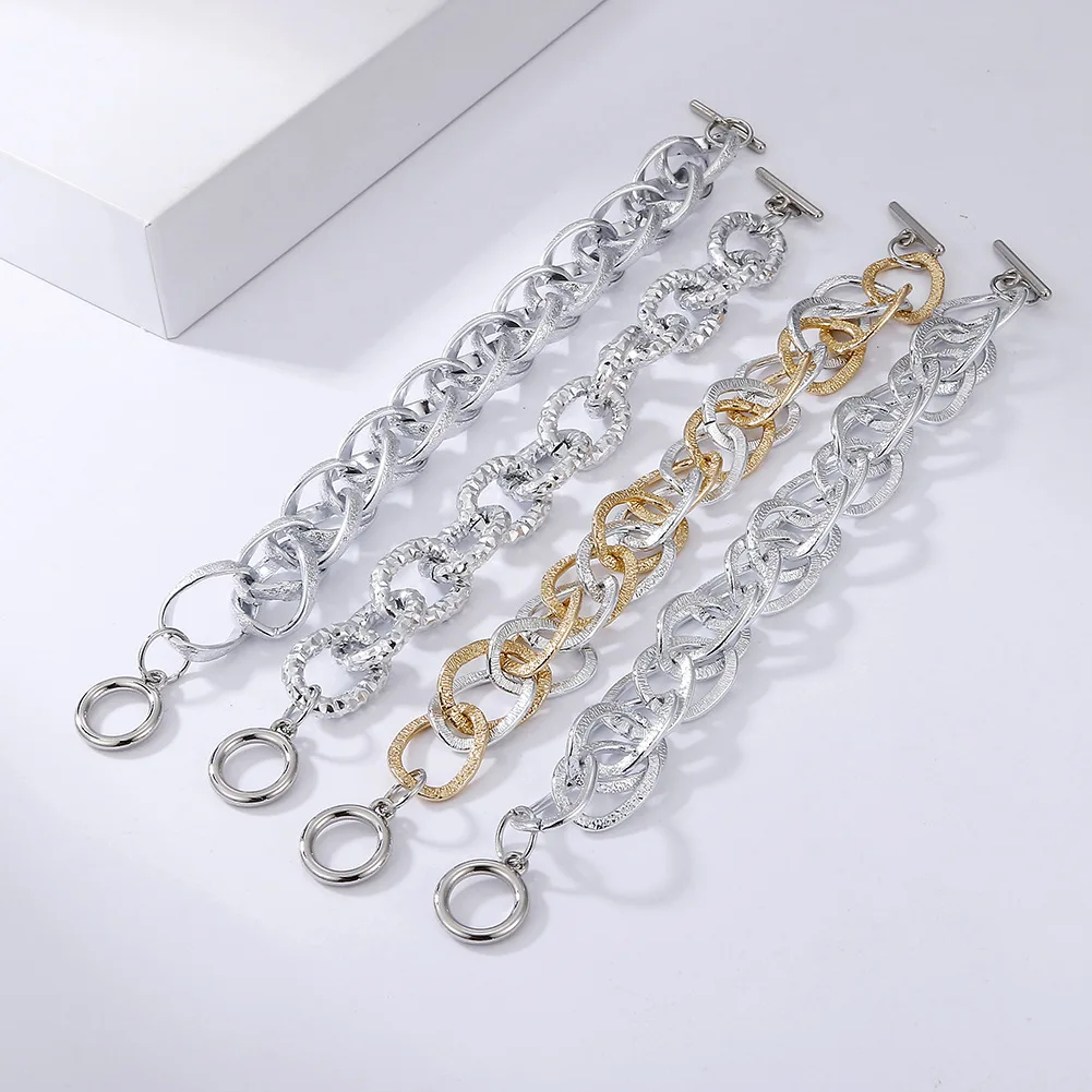 

Multi-layer Mixed Color Hollow Bracelet Hip hop Retro Multi-color Twist Thick Chain Bracelet Personality Creative Jewelry, Picture shows