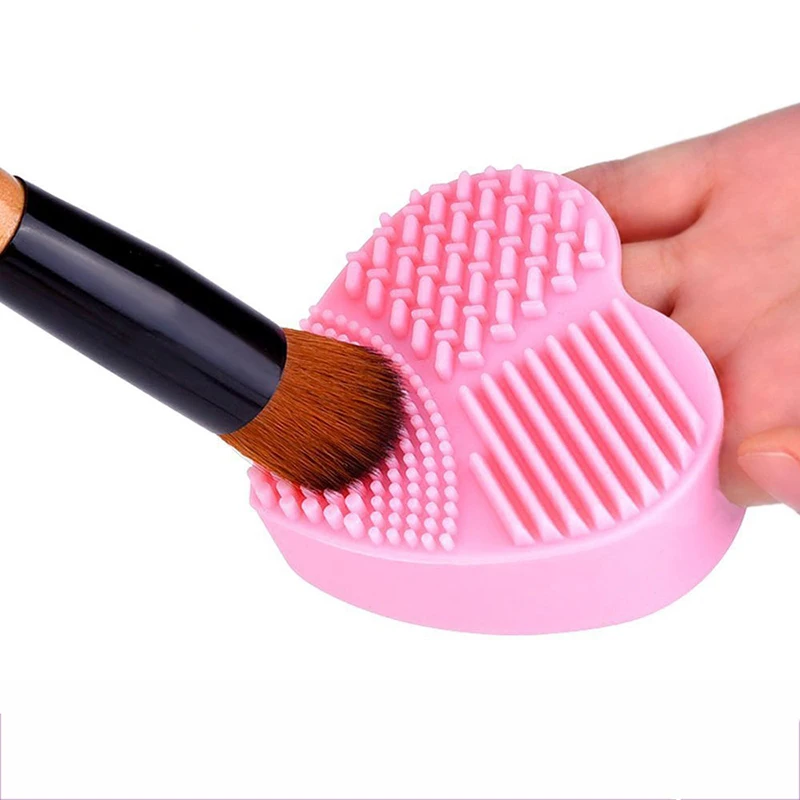 Loving heart shape silicone custom makeup brush cleaner pink blue purple red