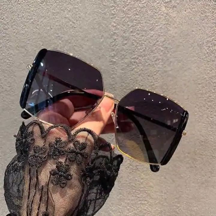 

HLC146 Hot Large Frame Sunglasses Woman Driving Glassse New Brand Designer SunGlasses Thick Frame Trendy Retro Square Sunglasses