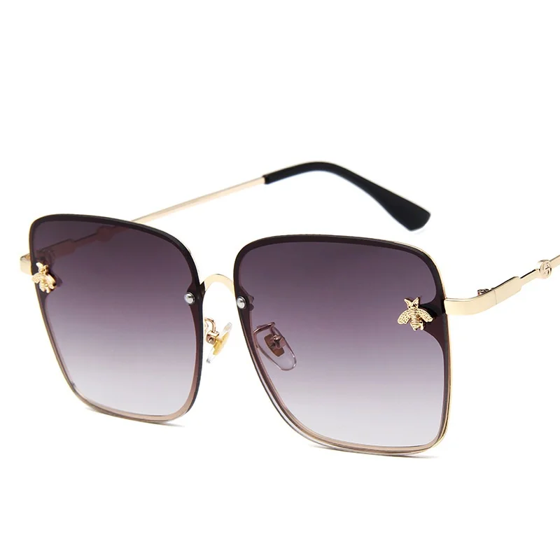 

Hot Sale Bee Brand Designer Oversized Big Frame UV400 Gradient Color Lenses Sun Glass Square Sunglasses