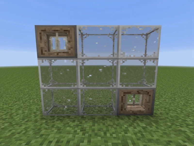 Correct 3x2 glass arrangement in Minecraft crafting grid
