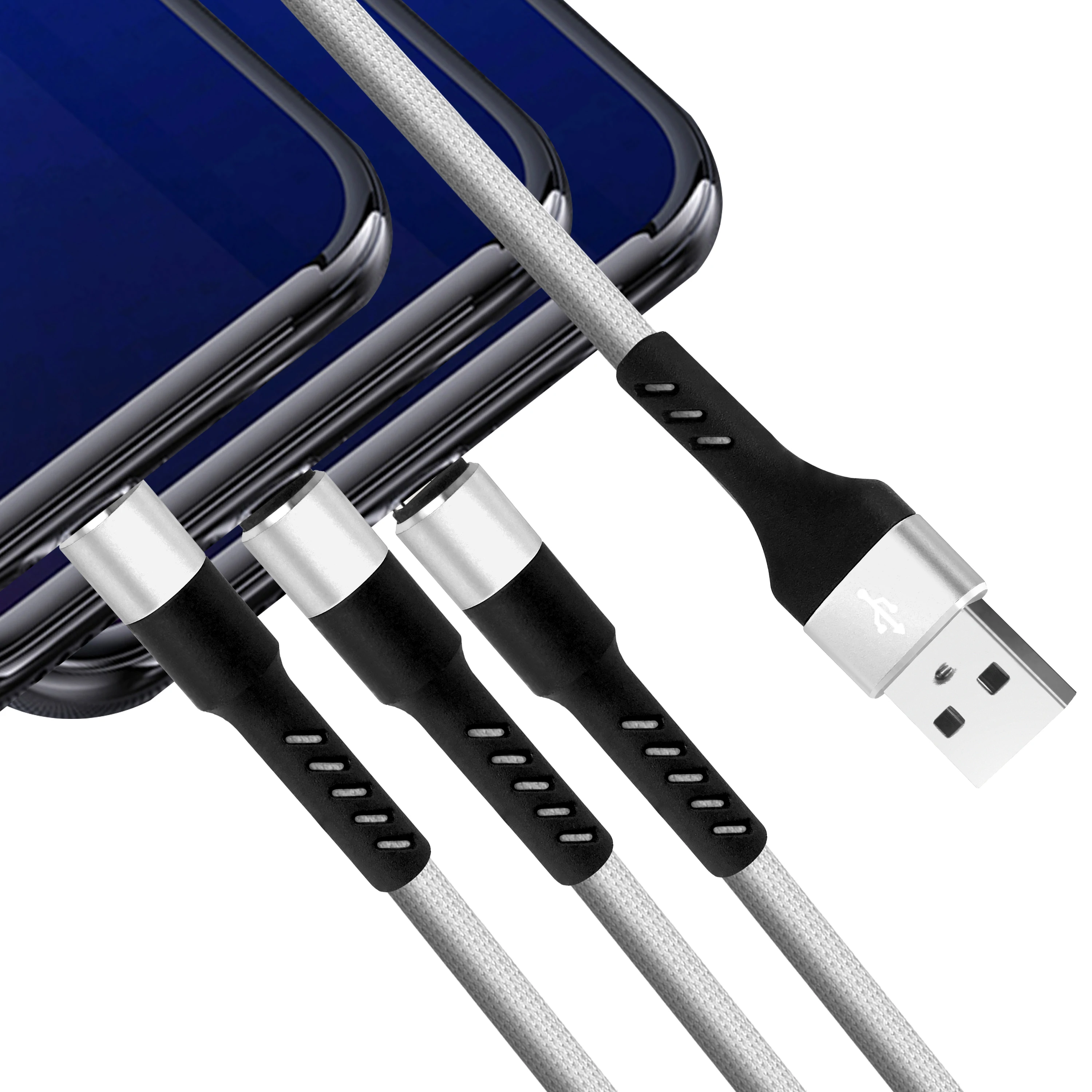

Free shipping 3-in-1charging cable fast charge usb cable to micro type c for iphone