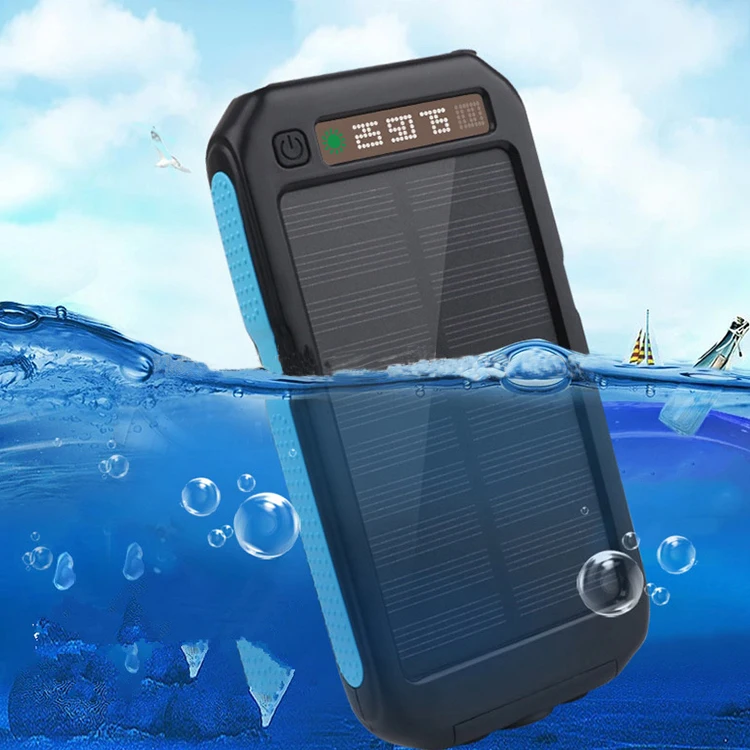 

High Efficiency Custom Portable Logo Lithium Polymer Batteries Outdoor Hiking External Charger Solar Power Bank