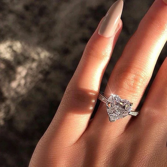 

100% 925 Sterling Silver White Heart Shape Zircon Stone Ring For Women Wedding Jewelry Luxury Promise Love Engagement Rings
