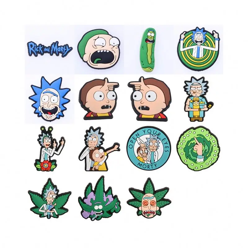 

HOT anime shoe charms Rick morty Cartoon Designer croc shoe charms Wholesale PVC crystal charms