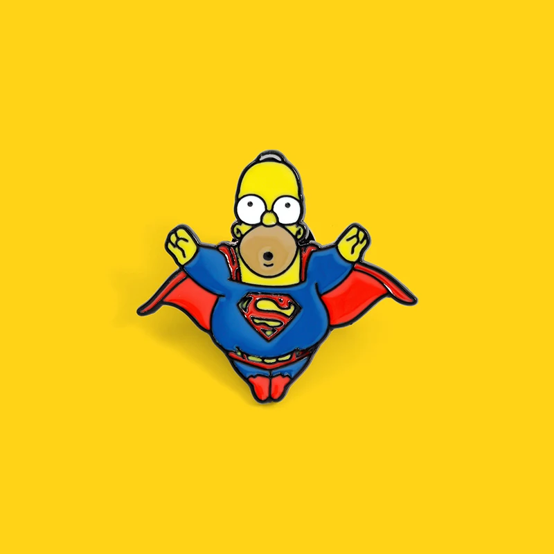 

Simpson Enamel Pins Superman Brooches Cartoon Lapel Pins Backpack Clothes Badges Jewelry Fashion Gift For Kids Friends, Picture shows