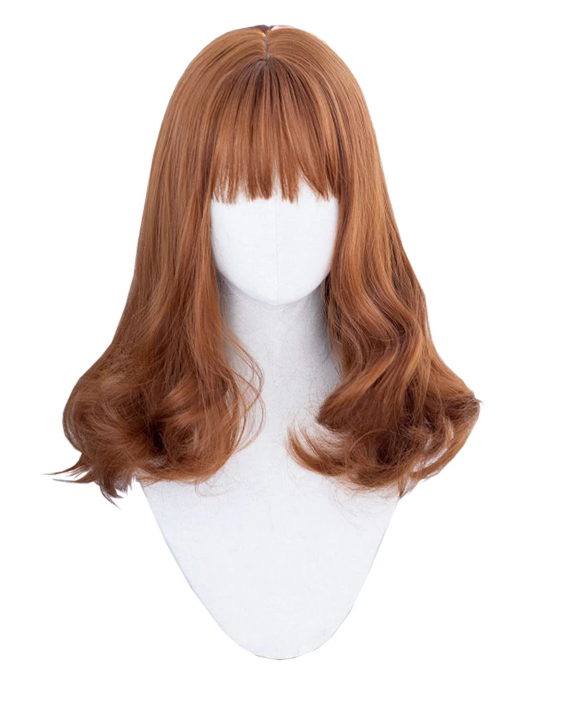 

Honey Brown Middle Length Curly Hair 16 INCH Harajuku Princess Lolita Sweet High Temperature Silk Cosplay Party COS Wig, Pic showed