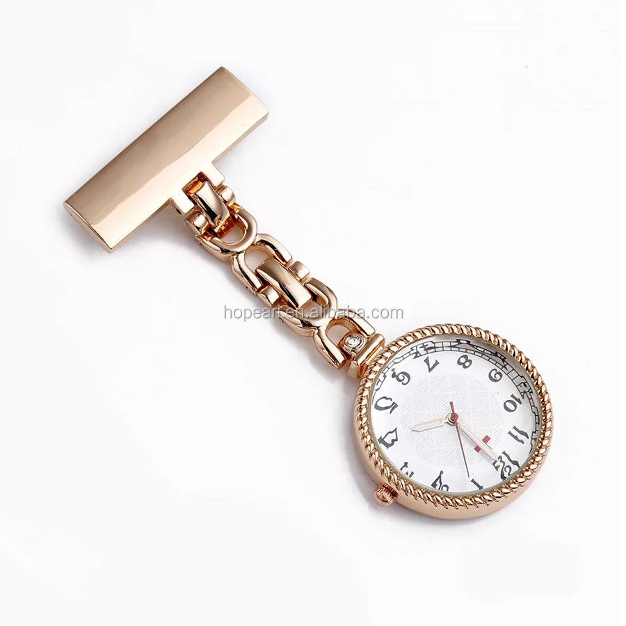 

WAH632 Rose Gold Nursing Watch Lapel Pin Watch Quartz Doctor Pocket Watch Clip-on for Women Men Gift