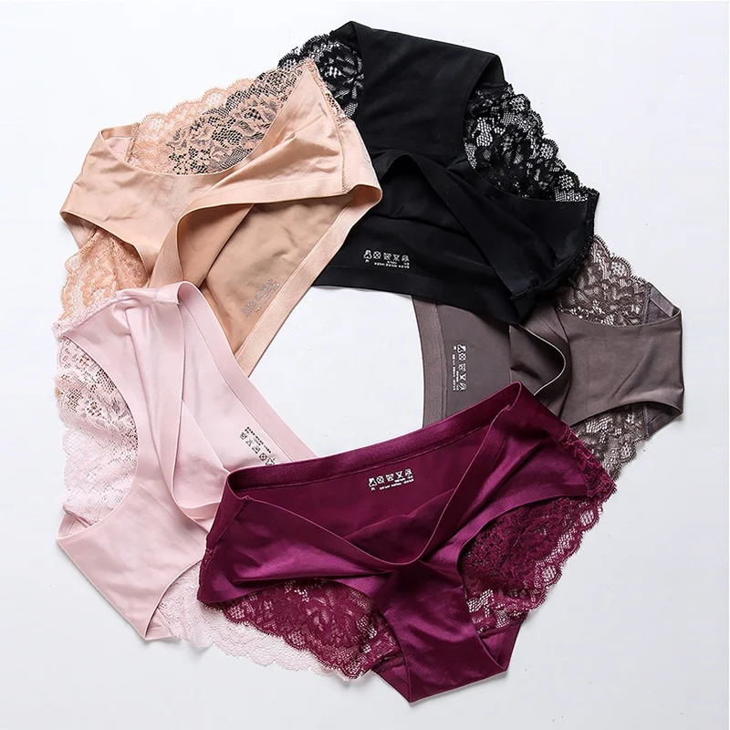 

Ladies Sexy Satin Ice Silk Underwear Women Sexy briefs Seamless Lace Panties women's panties woman underwear, Request