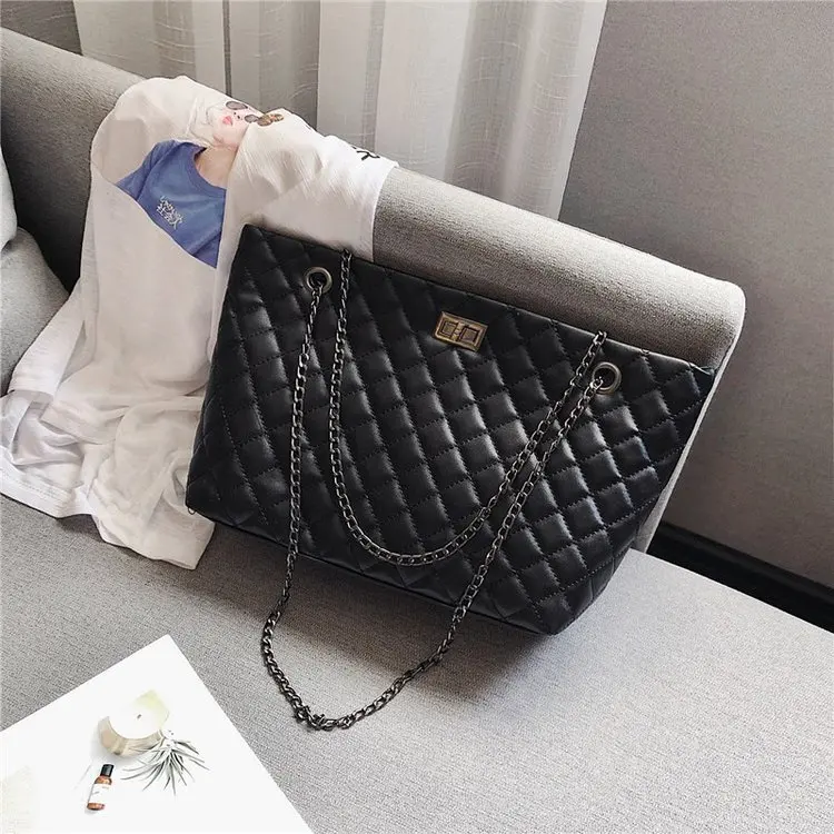 

Wholesale Women hand bags 2021 plaid luxury tote bags with custom printed logo Fashion handbag large tote crossbody shoulder bag, 3 colors