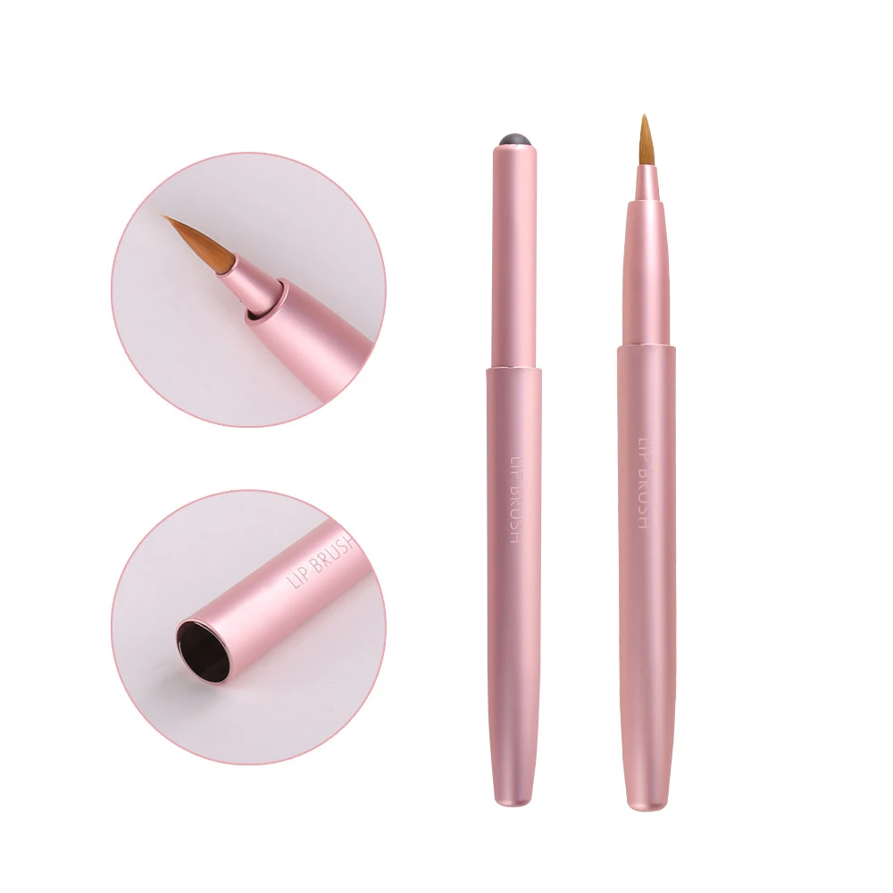 

Beauty Product Rose Gold Handle Customized Private Label Lip Makeup Brushes Retractable Portable Lipstick Brush Set