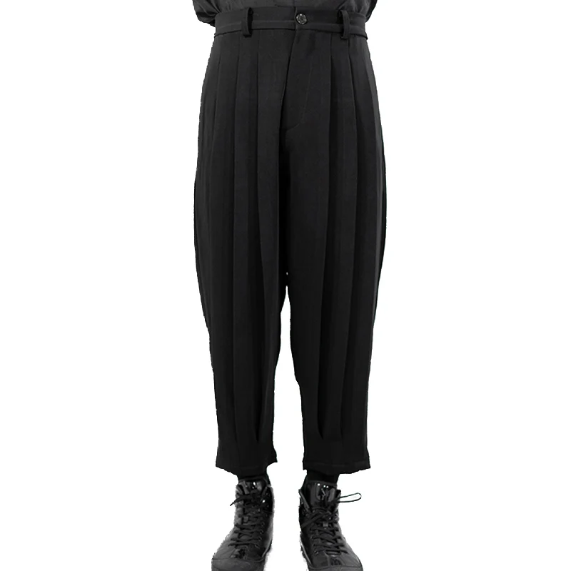 

Casual pants men's loose Harem Pants with pleated style and boots wear autumn and winter Japanese dark