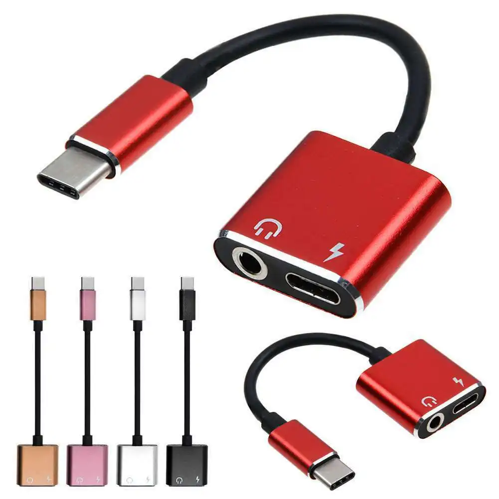 2 en 1 tipo-C a 3,5mm para auriculares Jack Adaptador de Audio AUX cargador de carga de Cable - ANKUX.COM