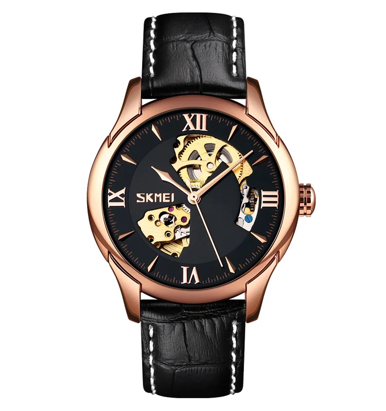 

skmei 9223 automatic watch newest men golden hour watch cheapest price leather quartz jam relojes