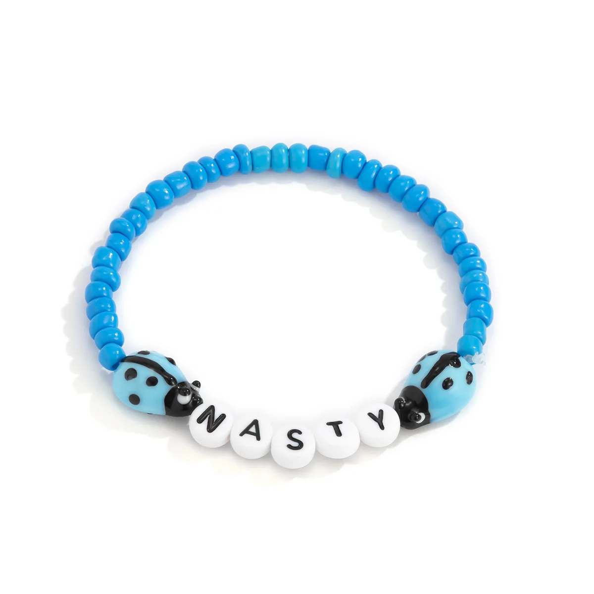 

Y2K Style Handmade Braided Acrylic Seed Beaded Wrist Jewelry For Women Girls Blue Miraculously Ladybug Insect Animal Bracelet