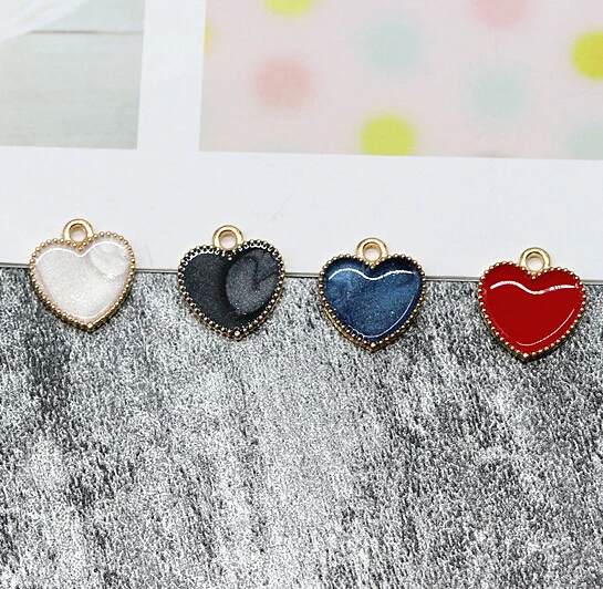 

New Shining Glitter Drop Oil Heart Love Pendant Alloy Enamel Charm DIY Jewelry Accessory Earring Bracelet Handmade