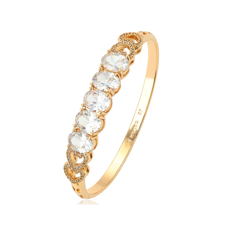 51879 Luxury women jewelry good quality artificial diamond 18k gold color bangle