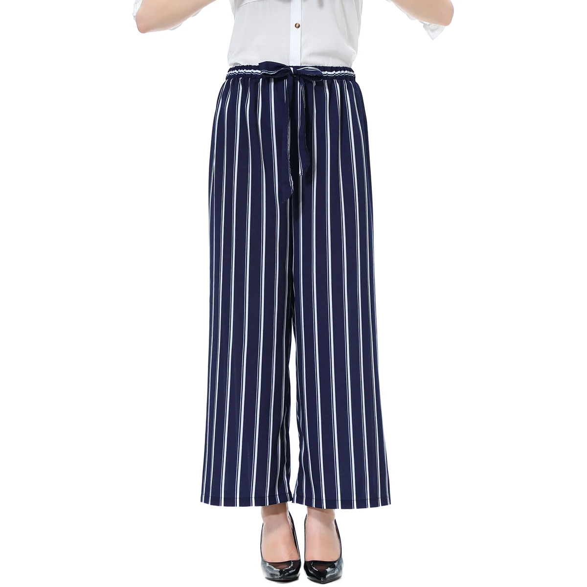 

Women's Long Loose Stretch Crepe Elastic Wide Leg Pants Culottes Pants For Female, 5 colors