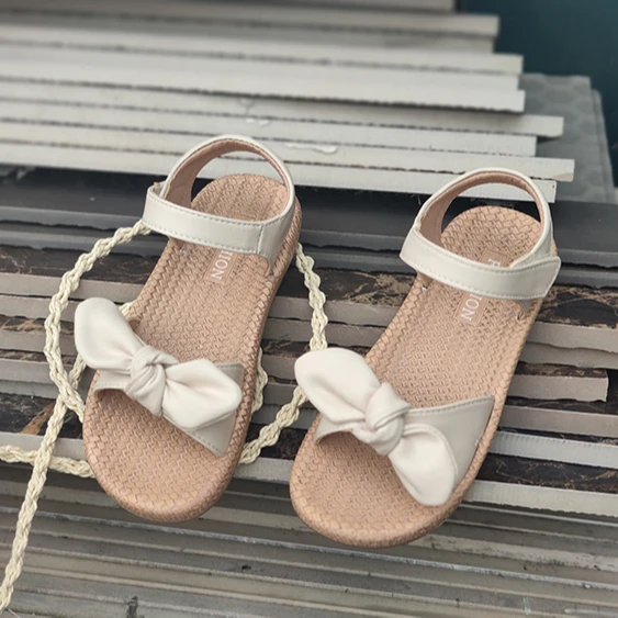 

2021 new children sandal soft soles beach shoes bow knot students middle school children Korean fashion shoes