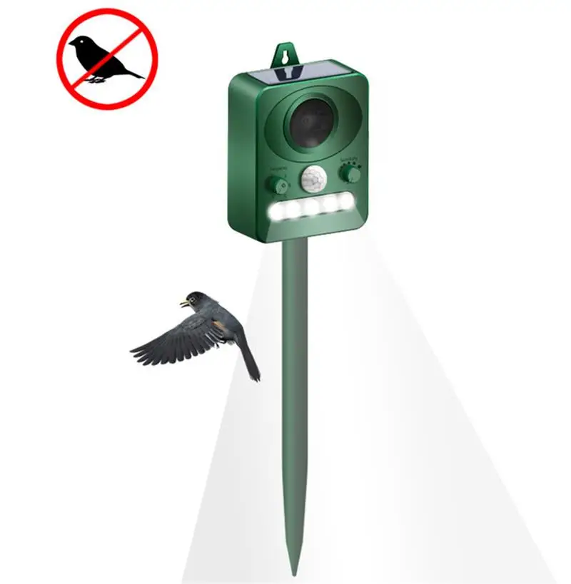 

Outdoor Solar Power Ultrasonic Pest Animal Repeller Garden Bird Repellent, Dark green