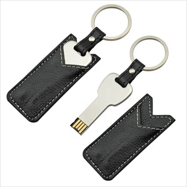 

customized key shape USB flash pen drive memory stick with pu leather pouch for give away gifts promotions marketing advertising