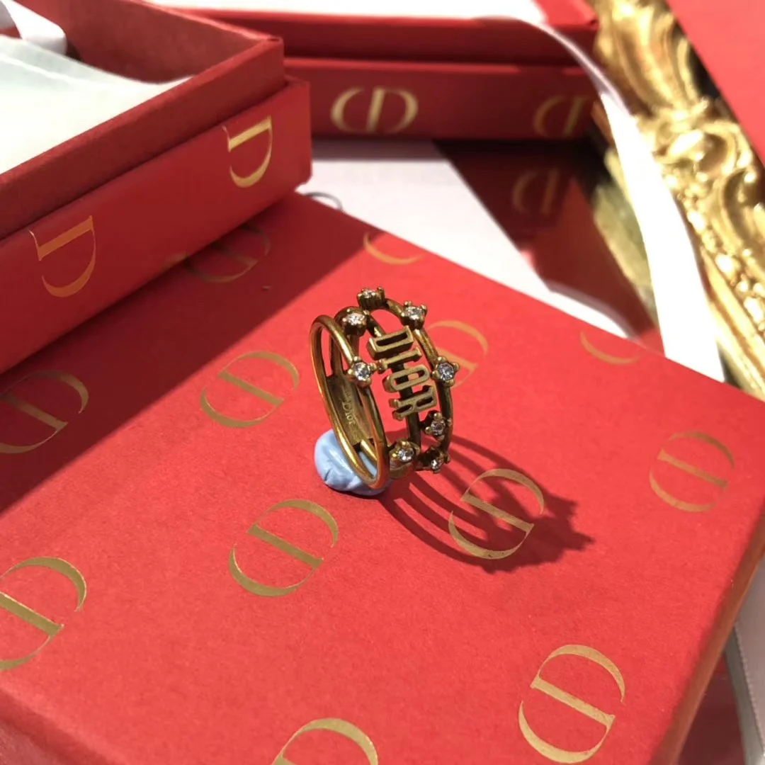 

HAOY Hot Sale Luxury Brand D Letters Finger Rings Vintage Gold Jewelry Women Gift