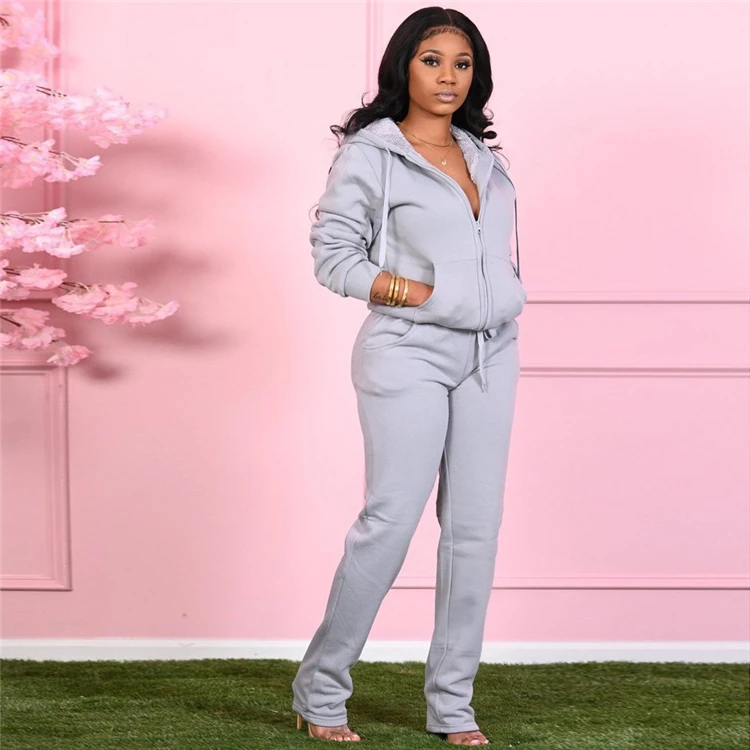 New Arrival Solid Hoodie Sport Casual Outfits Sweat Suit 2 Piece Set Women Two Piece Set Women Clothing