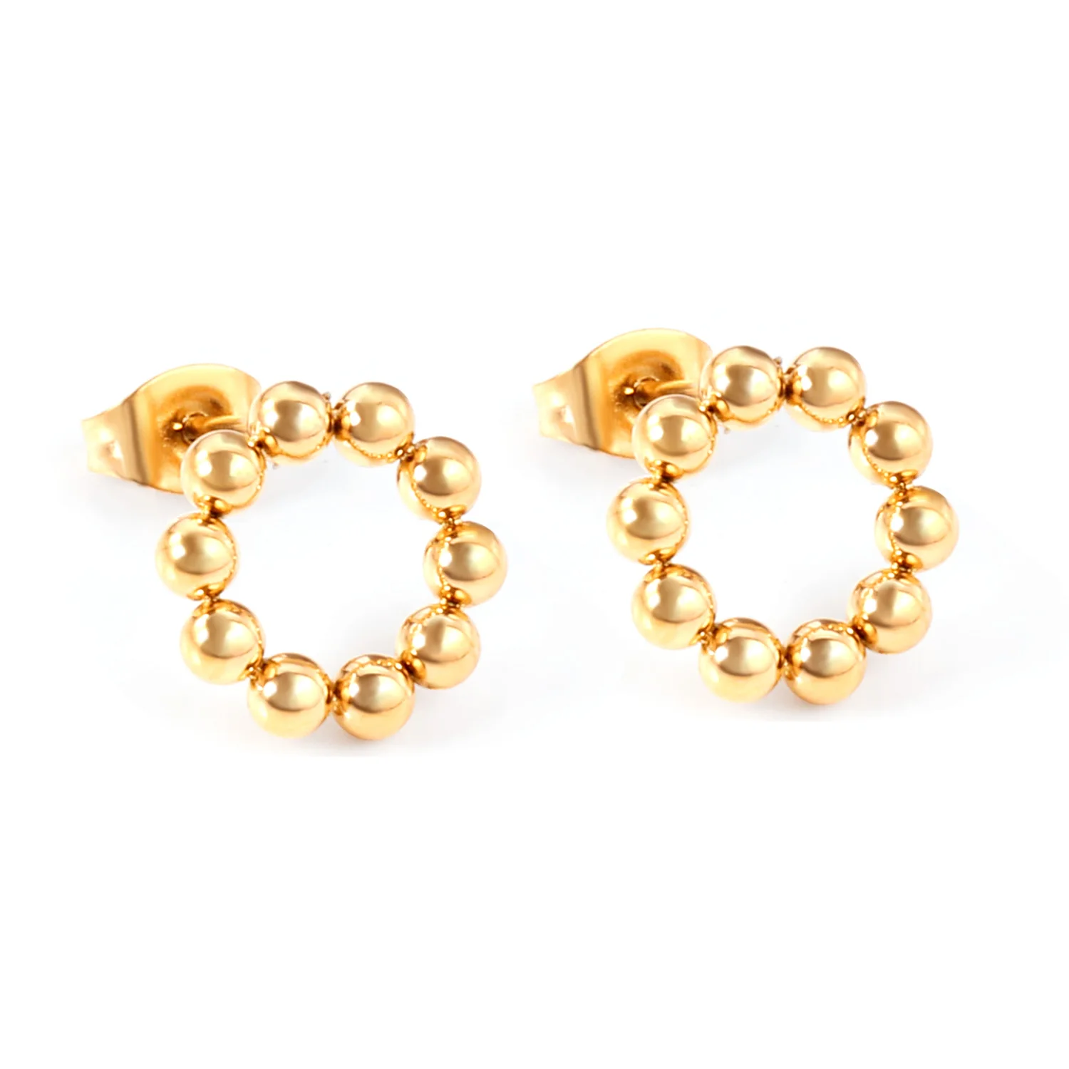 

ASONSTEEL Jewelry Gold Plated Round Shape Stainless Steel Simple Stud Earrings for Sale, Gold/silver available