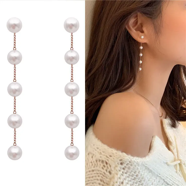 High-grade Round Fringe Earrings Delicate Baroque Pearl S925 Silver Needle Earrings Gifts for Women