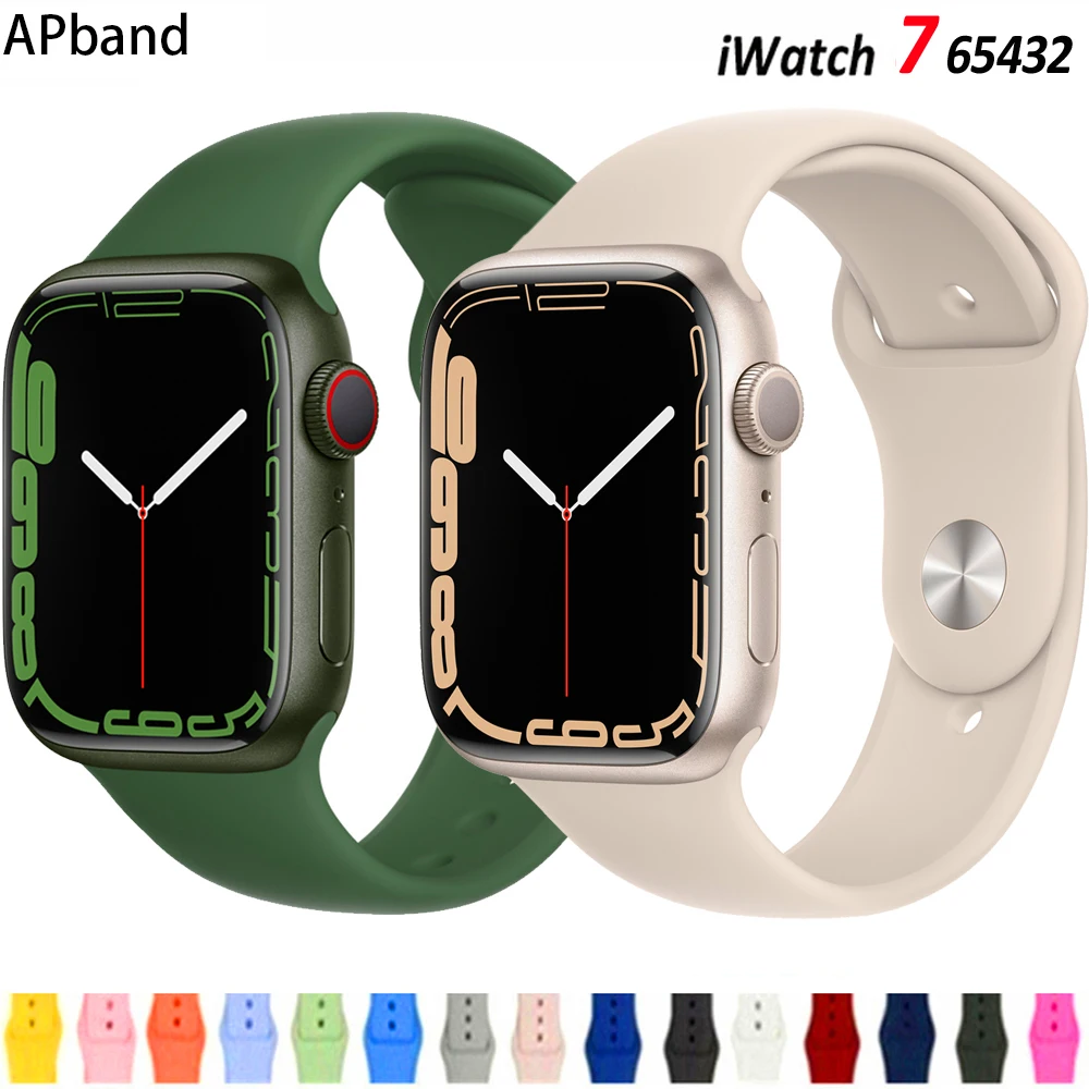 

Silicone Strap For Apple watch band 44mm 45mm 42mm watchband bracelet iWatch 40mm 38mm 41mm correa apple watch serie 6 5 3 SE 7