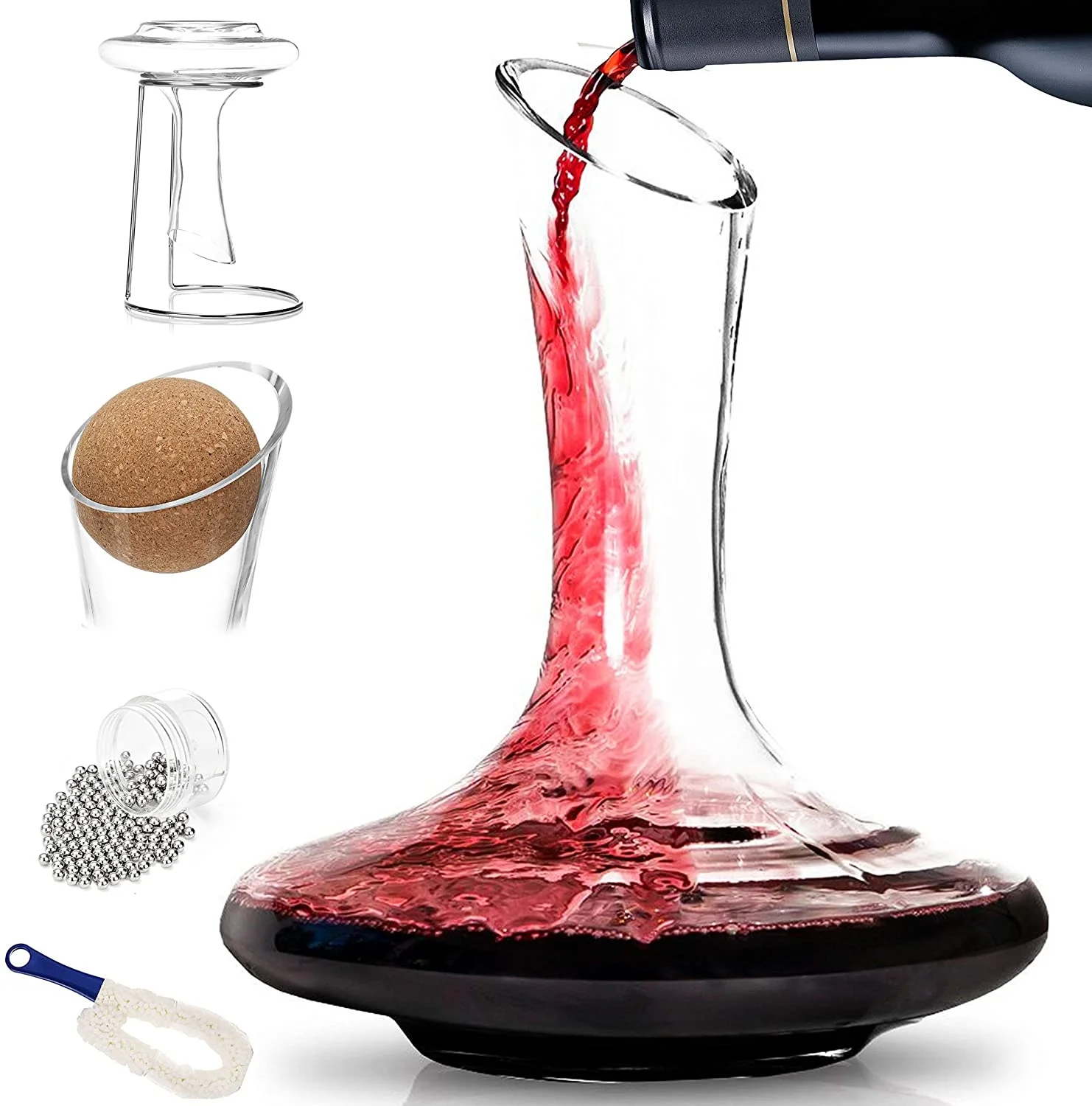 

Telsen 1.5L Amazon top seller 1800ml wholesale unique clear crystal wine decanter glass