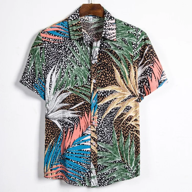 

Summer men's plus size digital printing Hawaiian casual short-sleeved shirt men