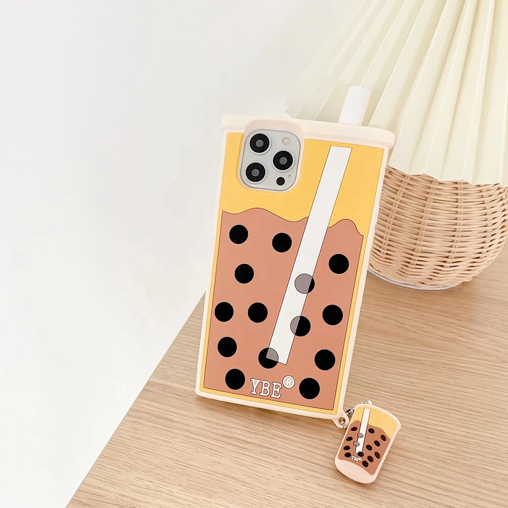 

Cute custom designer boba milk tea pendant 12 pro max for iphone 12 full phone cover case silicon 12