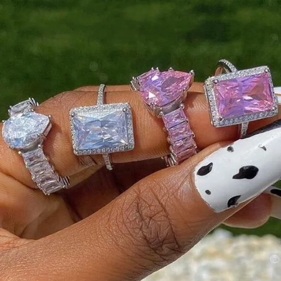 

most selling jewelry white gold yellow pink square diamond ring