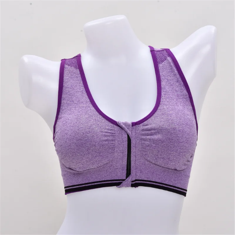 

Wholesale Top Quality Cheap Women Yoga Sports Bra Fitness Underwear Zipper Sports Bra, Stock color or customized color