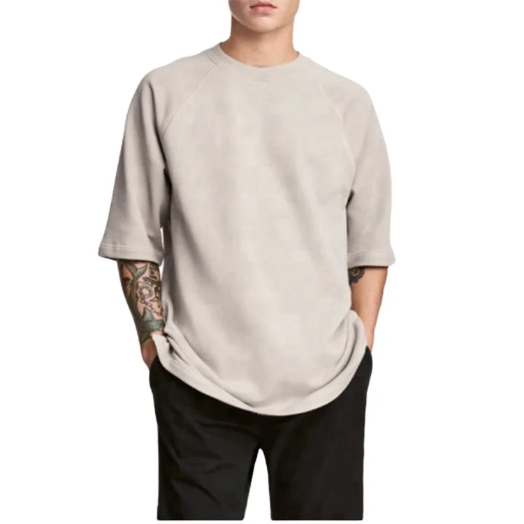 

ORM 2021 fashion style high quality Thick fabric cotton custom 3/4 Sleeve Men's t Shirts Plain oversize Gym Shirt For men in bul