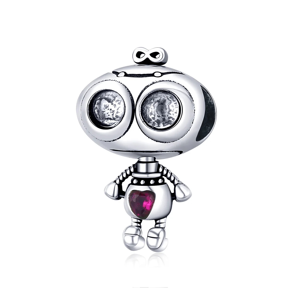 

Genuine 925 Sterling Silver Fall in Love Robot Metal Beads