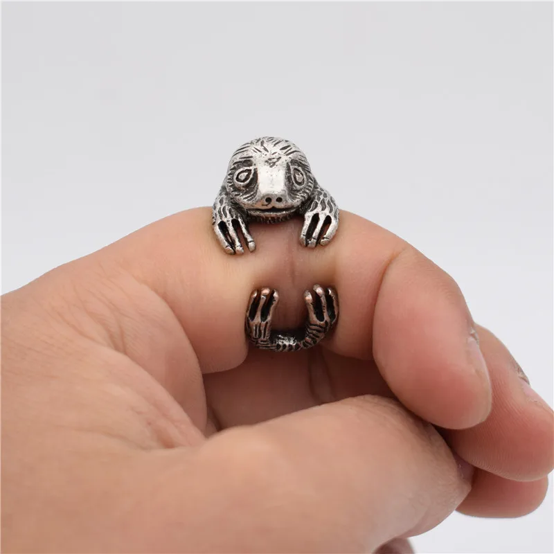 

Vintage Sloth Rings Fashion Retro Style Adjustable Bradypus Rings For Women Men Folivora Jewellery Bradypodidae Jewellery, Antique silver,black,bronze,copper red