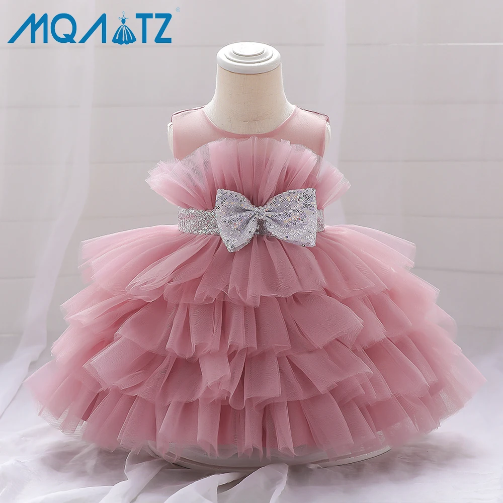

MQATZ new wholesale children's summer party trailing long red soft gauze dress birthday dress