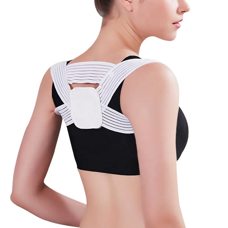 

Back posture corrector for women and men adjustable clavicle brace, White back support belt