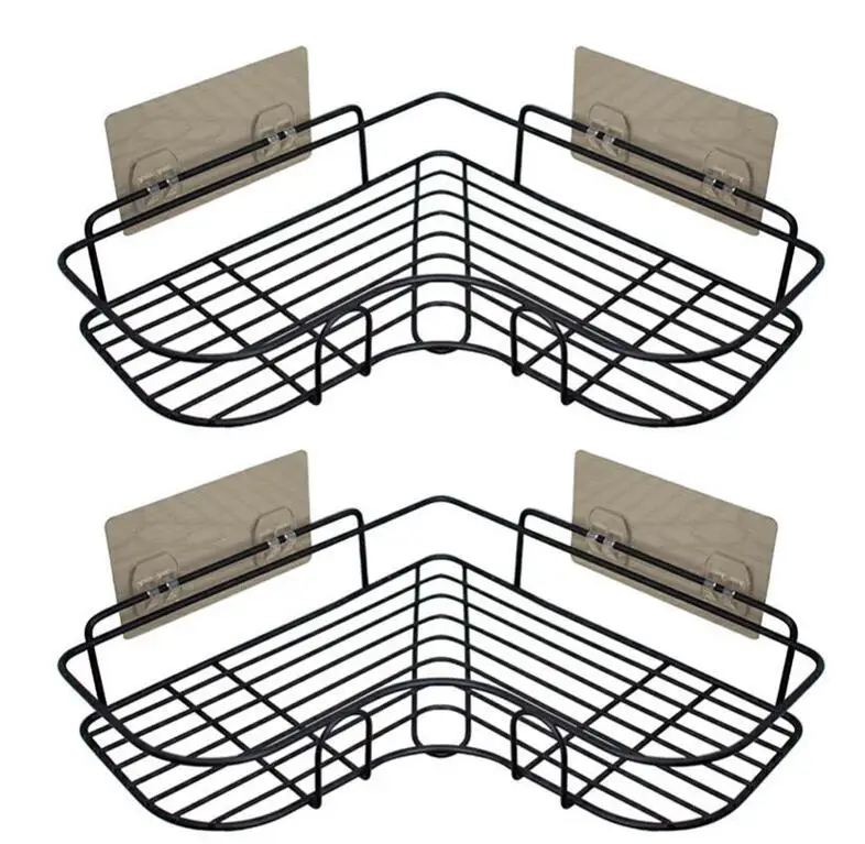 

2-Pack Adhesive Iron Corner Shower Caddy Storage Organizer for Kitchen Bathroom