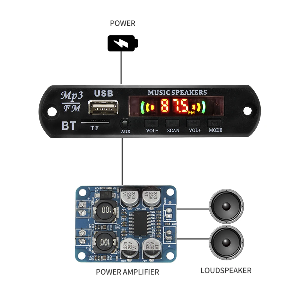 

Upgrade Bluetooth Mp3 Decoder Board Module With LED Flash Display