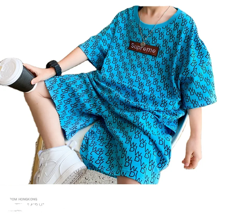 

Wholesale 2021 Fashion Boys Clothes Kids Clothes 6-16Yrs Hih-Hop Big Boys Summer Clothing Sets, 9 colors