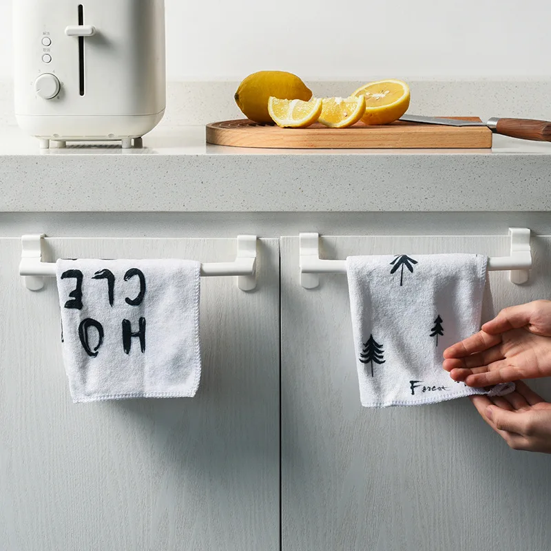 

Door-Back Hook Door-Back Cabinet Door Towel Hook Storage Rack Single-Layer Plastic Towel Rack Free Of Punching MZL