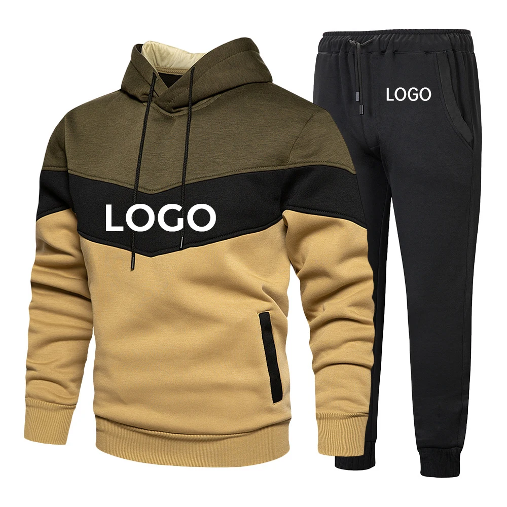 

2 pcs winter fleece outfits Tracksuits sports athletic Jogging long sleeve casual fashion hoodie Sweatsuit for men