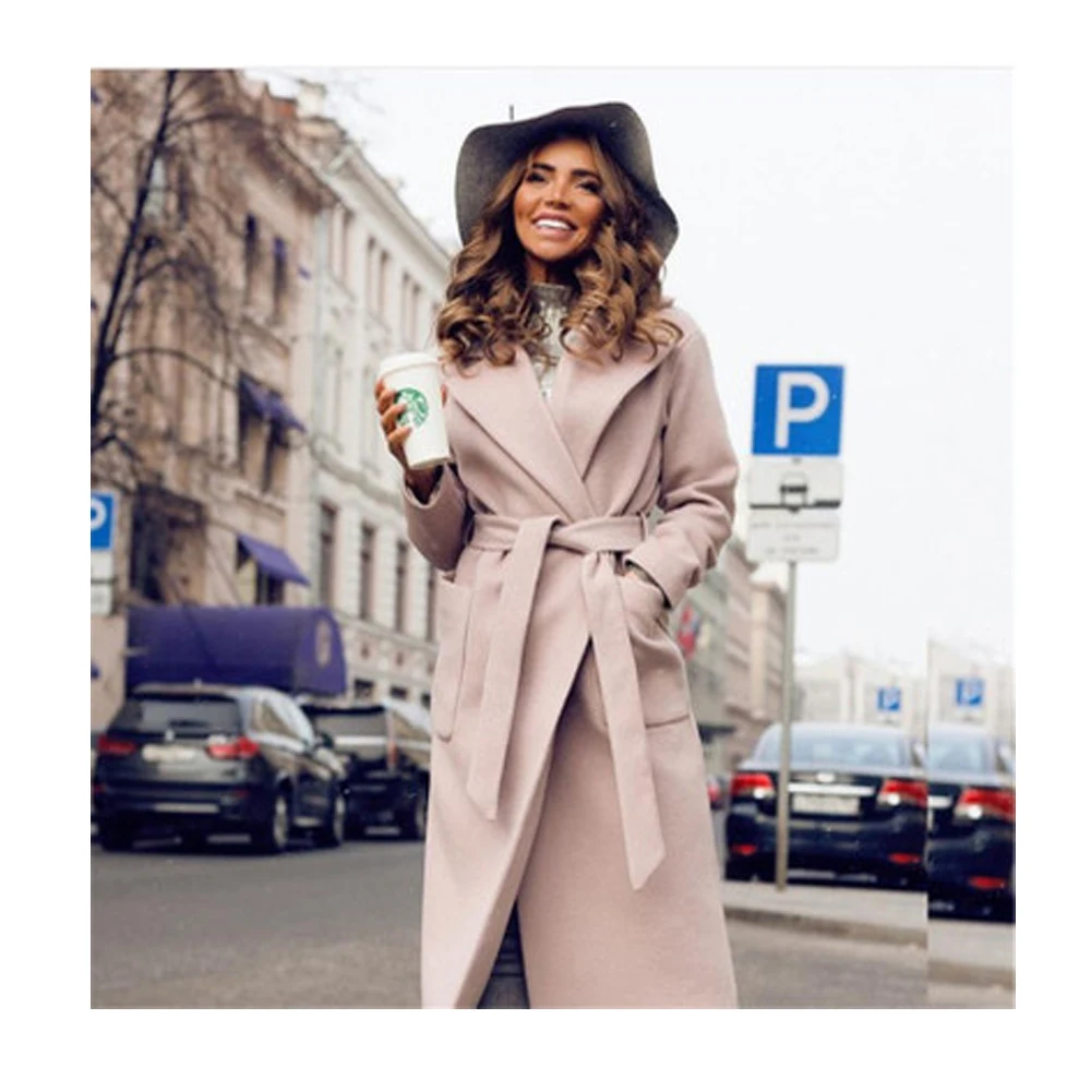 

2020New Fashion Large Size Winter Fur Collar Double-breasted Slim Lace Women Wool Coat