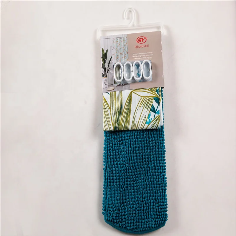 
peva custom printed shower curtain bathroom with rug 